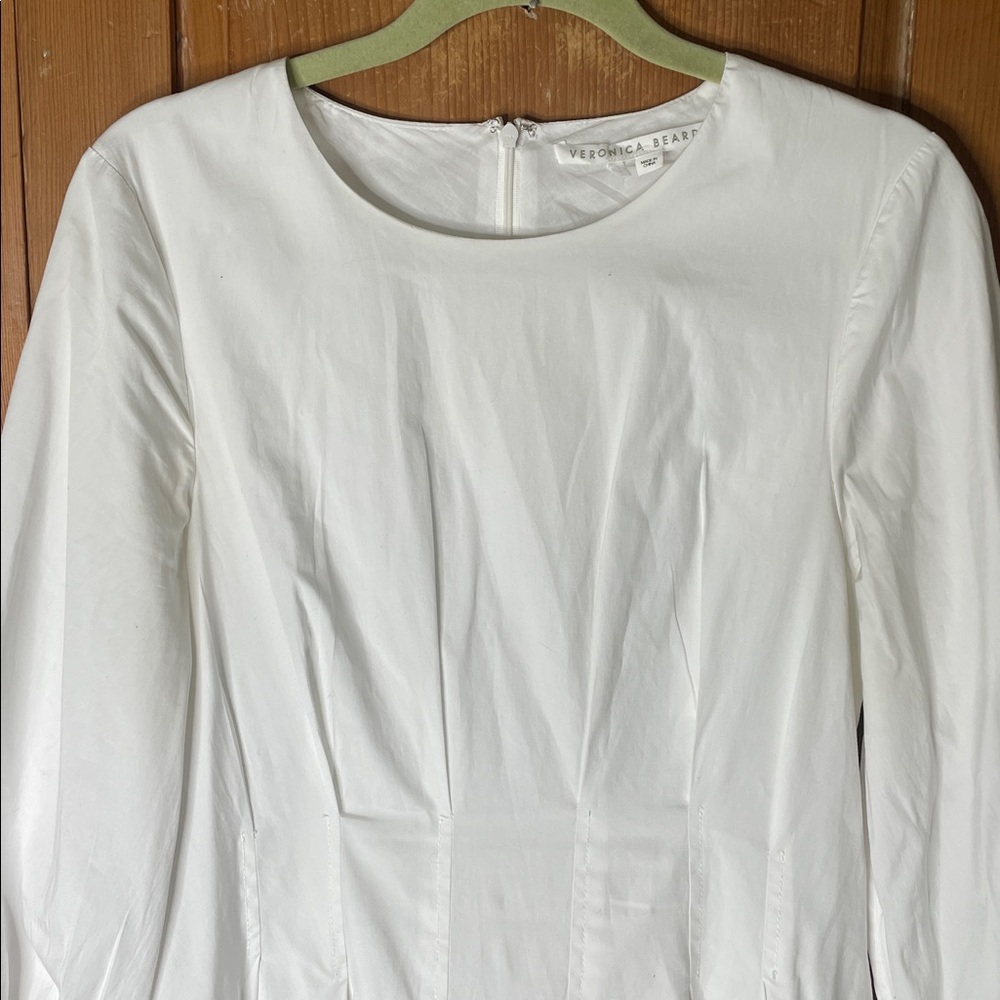 Veronica Beard Torres corset-waist white cotton long sleeve dress - Picture 5 of 11
